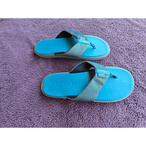 Coach Flip Flops Turquoise G5117 Size 10D New
